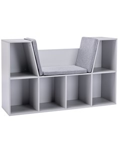 HOMCOM Kids Storage Cabinet, Organiser Display Shelf w/ Six Compartments for Toys, Clothes, Books - Grey