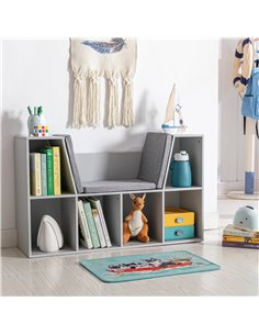 HOMCOM Kids Storage Cabinet, Organiser Display Shelf w/ Six Compartments for Toys, Clothes, Books - Grey 2