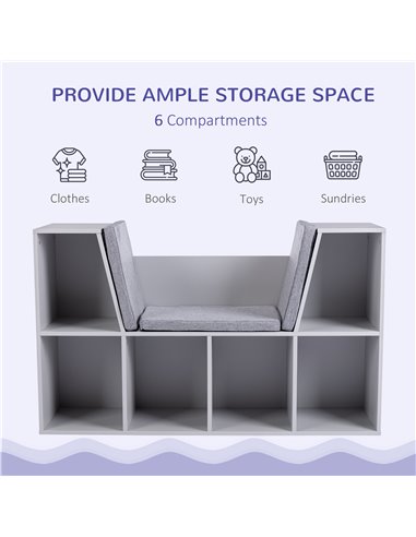 HOMCOM Kids Storage Cabinet, Organiser Display Shelf, Grey 311-046GY