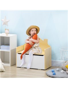 HOMCOM Kids Storage Bench, with Lid Pressure Rod - White 2