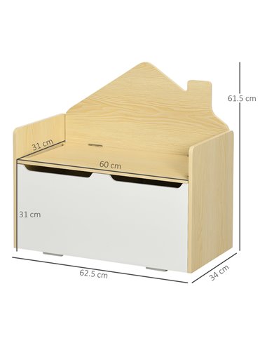 HOMCOM Kids Storage Bench, with Lid Pressure Rod - White
