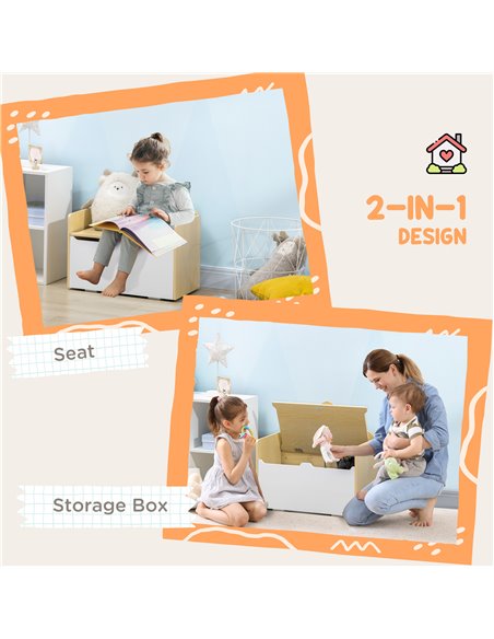 HOMCOM Kids Storage Bench with Lid Pressure Rod, White 312-079V00WT - pic 29349 | FastDaddyshop