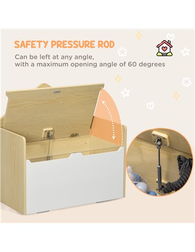 HOMCOM Kids Storage Bench, with Lid Pressure Rod - White
