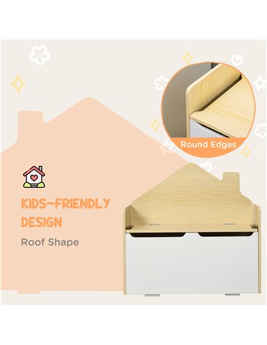 HOMCOM Kids Storage Bench, with Lid Pressure Rod - White