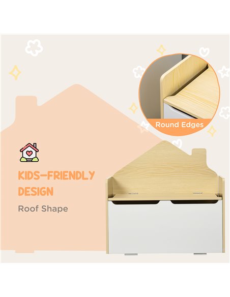 HOMCOM Kids Storage Bench, with Lid Pressure Rod - White - pic 29352 | FastDaddyshop