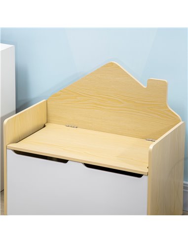 HOMCOM Kids Storage Bench, with Lid Pressure Rod - White