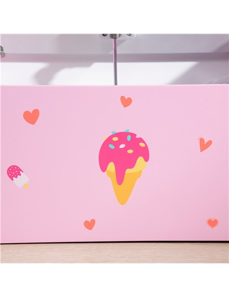 ZONEKIZ 2-IN-1 Wooden Toy Box, Kids Storage Bench Toy Chest with Safety Pneumatic Rod, Cute Pattern, Pink - pic 29362 | FastDaddyshop