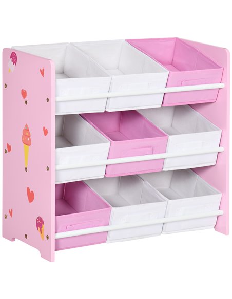 ZONEKIZ Kids Storage Unit with 9 Removable Storage Baskets, Toy Box Organiser with Shelf, Book Shelf for Nursery Playroom, Pink - pic 29373 | FastDaddyshop