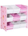 ZONEKIZ Kids Storage Unit with 9 Removable Storage Baskets, Toy Box Organiser with Shelf, Book Shelf for Nursery Playroom, Pink