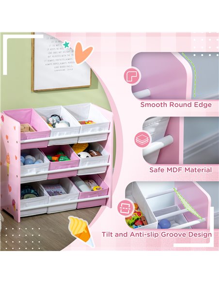 ZONEKIZ Kids Storage Unit with 9 Removable Storage Baskets, Pink 311-055V00PK - pic 29377 | FastDaddyshop