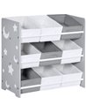 ZONEKIZ Kids Storage Unit with 9 Removable Storage Baskets, Toy Box Organiser with Shelf, Book Shelf for Nursery Playroom, Grey