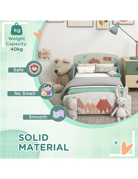 ZONEKIZ Toddler Bed Frame, Kids Storage Shelf Unit with 6 Fabric Bins, Green 313-P010 - pic 29422 | FastDaddyshop