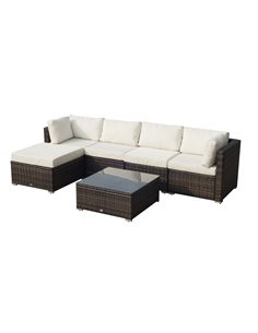 Outsunny 5-Seater Rattan Furniture Set- Brown/Milk White