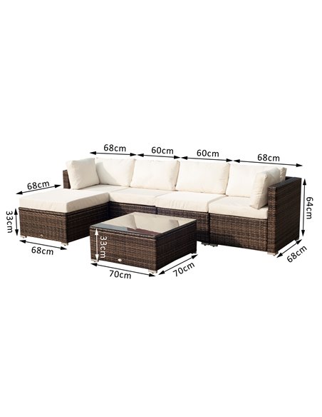 Outsunny 5-Seater Rattan Furniture Set- Brown/Milk White - pic 29429 | FastDaddyshop