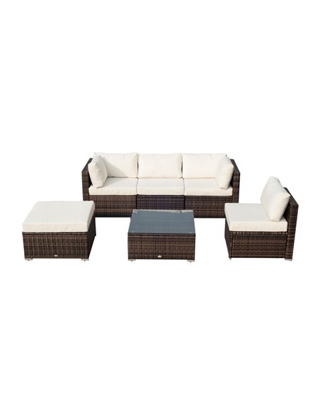 Outsunny 5-Seater Rattan Furniture Set, Brown-Milk White 841-096 - pic 29430 | FastDaddyshop