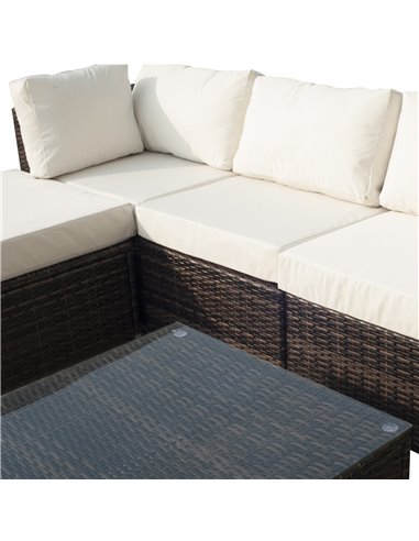 Outsunny 5-Seater Rattan Furniture Set- Brown/Milk White