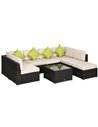 Outsunny 7-Seater PE Rattan Garden Furniture Set with Corner Sofa Set, Cushion, Cushion Cover and Tempered Glass Table, Brown