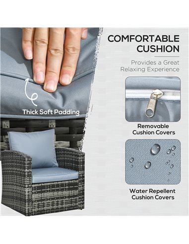 Outsunny 6 Piece Outdoor Rattan Wicker Sofa Set, Mixed Grey 860-120V70GG
