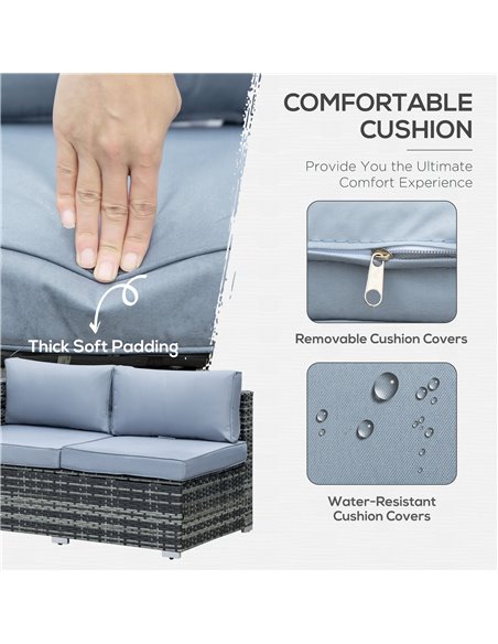 Outsunny 5-Seater Rattan Garden Furniture Set, Grey 841-158V70GG - pic 29548 | FastDaddyshop