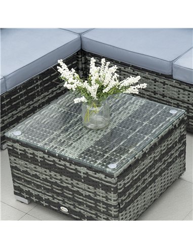 Outsunny 5-Seater Rattan Garden Furniture Set with Corner Sofa, Loveseat, Coffee Table, Cushions, Grey