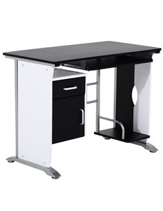 HOMCOM Computer Desk with Sliding Keyboard Tray, Storage Drawers and Host Box Shelf, Black