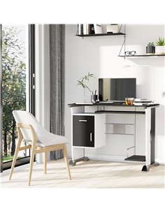 HOMCOM Computer Desk with Sliding Keyboard Tray, Storage Drawers and Host Box Shelf, Black 2