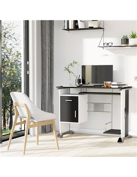HOMCOM Computer Desk with Sliding Keyboard Tray, Storage Drawers and Host Box Shelf, Black - pic 29554 | FastDaddyshop