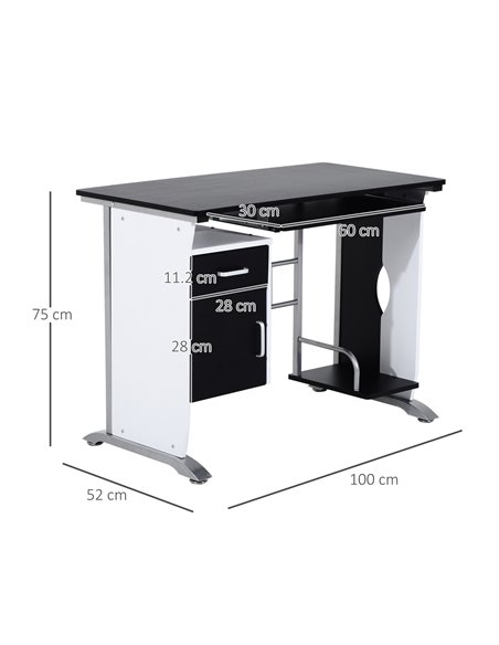 HOMCOM Computer Desk with Sliding Keyboard Tray, Storage Drawers and Host Box Shelf, Black - pic 29555 | FastDaddyshop