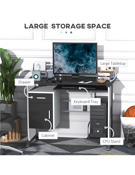 HOMCOM Computer Desk with Storage Drawers and Host Box Shelf, Black 920-019BK - pic 29556 | FastDaddyshop