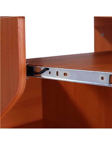 HOMCOM Movable Computer Desk with Sliding Keyboard Tray, Storage Shelves, Wheels, Cherry Wood Colour
