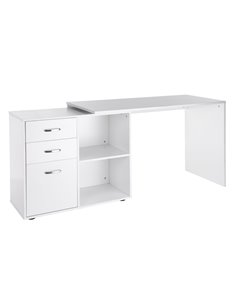 HOMCOM L-Shape Computer Desk Table with Drawers, Shelf, File Cabinet, White