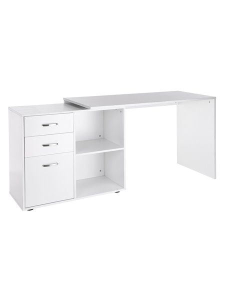 HOMCOM L-Shape Computer Desk Table with Drawers, Shelf, File Cabinet, White - pic 29589 | FastDaddyshop
