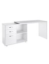 HOMCOM L-Shape Computer Desk Table with Drawers, Shelf, File Cabinet, White