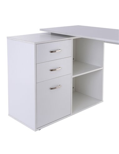 HOMCOM Computer Desk Table Workstation Home Office L Shape Drawer Shelf File Cabinet White