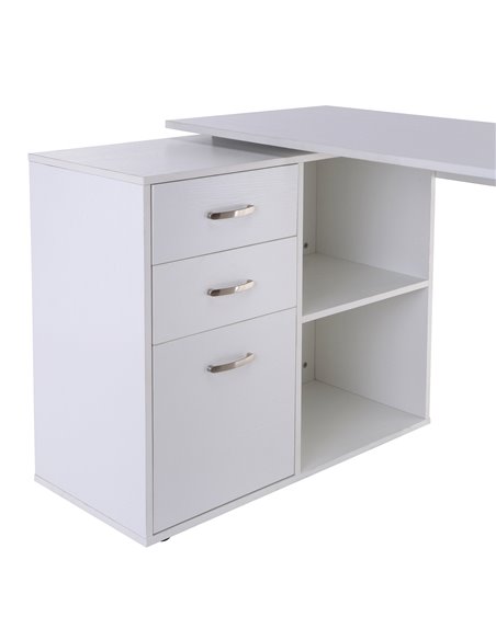 HOMCOM Computer Desk Table Workstation Home Office L Shape Drawer Shelf File Cabinet White - pic 29596 | FastDaddyshop