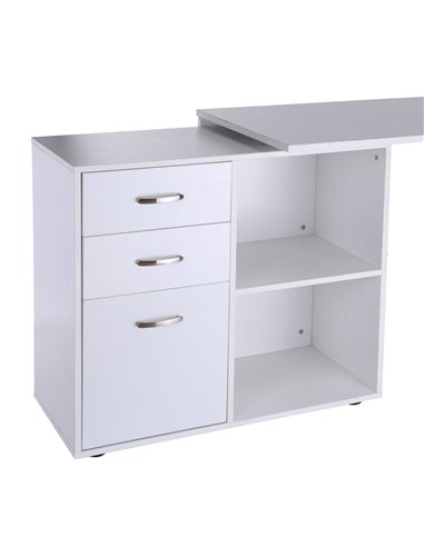HOMCOM Computer Desk Table Workstation Home Office L Shape Drawer Shelf File Cabinet White