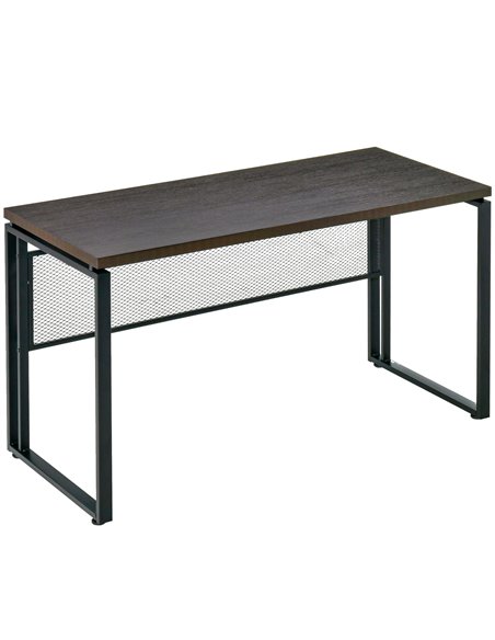 HOMCOM Wooden Computer Desk Study Standing Writing Table Workstation with Metal Frame, Brown - pic 29634 | FastDaddyshop