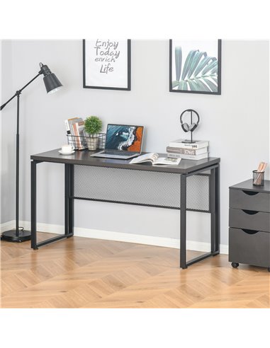 HOMCOM Wooden Computer Desk Study Standing Writing Table Workstation with Metal Frame, Brown