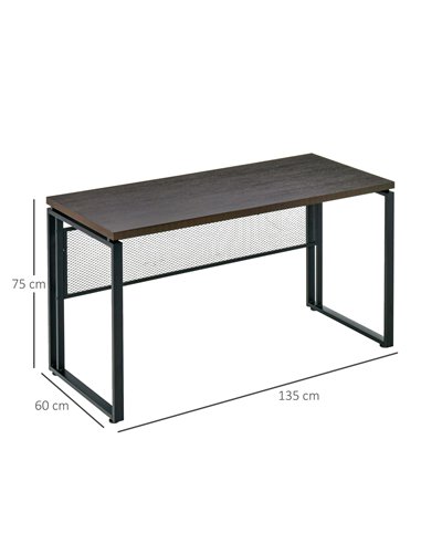HOMCOM Wooden Computer Desk Study Standing Writing Table Workstation with Metal Frame, Brown