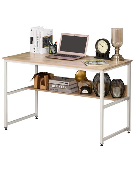 HOMCOM Computer Desk with Storage Shelf, Metal Frame, Oak 836-209AK - pic 29644 | FastDaddyshop