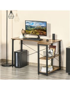 HOMCOM L-Shaped Computer Desk Home Office Corner Desk Study Workstation Table with 2 Shelves, Steel Frame, Rustic Brown 2