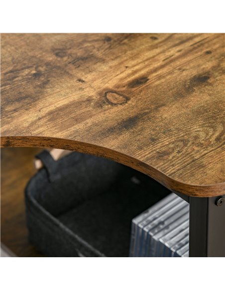 HOMCOM L-Shaped Computer Desk Home Office Corner Desk Study Workstation Table with 2 Shelves, Steel Frame, Rustic Brown - pic 29668 | FastDaddyshop