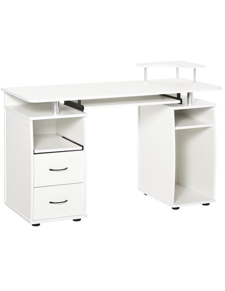 HOMCOM Computer Desk Office PC Table Workstation with Keyboard Tray, CPU Shelf, Drawers, Sliding Scanner Shelf, White - pic 29679 | FastDaddyshop