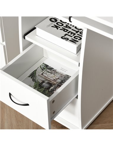 HOMCOM Computer Desk Office PC Table Workstation with Keyboard Tray, CPU Shelf, Drawers, Sliding Scanner Shelf, White