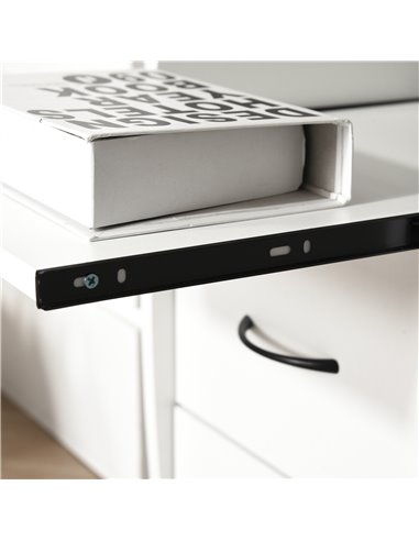 HOMCOM Computer Desk Office PC Table Workstation with Keyboard Tray, CPU Shelf, Drawers, Sliding Scanner Shelf, White