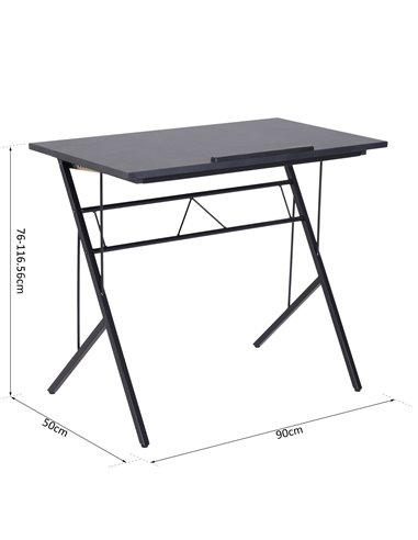 Vinsetto Computer Desk, Writing Workstation with Adjustable Height, Black