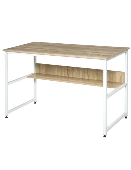 HOMCOM Computer Desk with Storage Shelf, Adjustable Feet, Metal Frame, Oak - pic 29697 | FastDaddyshop