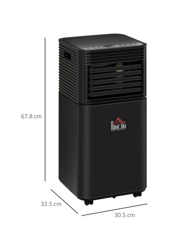HOMCOM 9000 BTU 4-In-1 Mobile Air Conditioner Unit, Cooling, Dehumidifying, Ventilating, Black