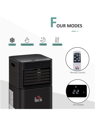 HOMCOM 9000 BTU 4-In-1 Mobile Air Conditioner Unit, Black 823-010V70