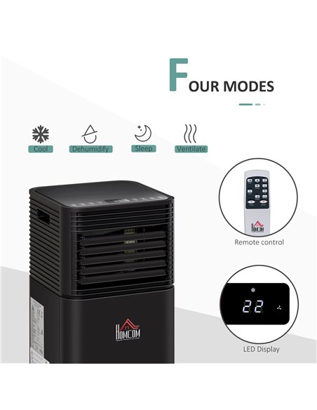 HOMCOM 9000 BTU 4-In-1 Mobile Air Conditioner Unit, Black 823-010V70 - pic 29701 | FastDaddyshop